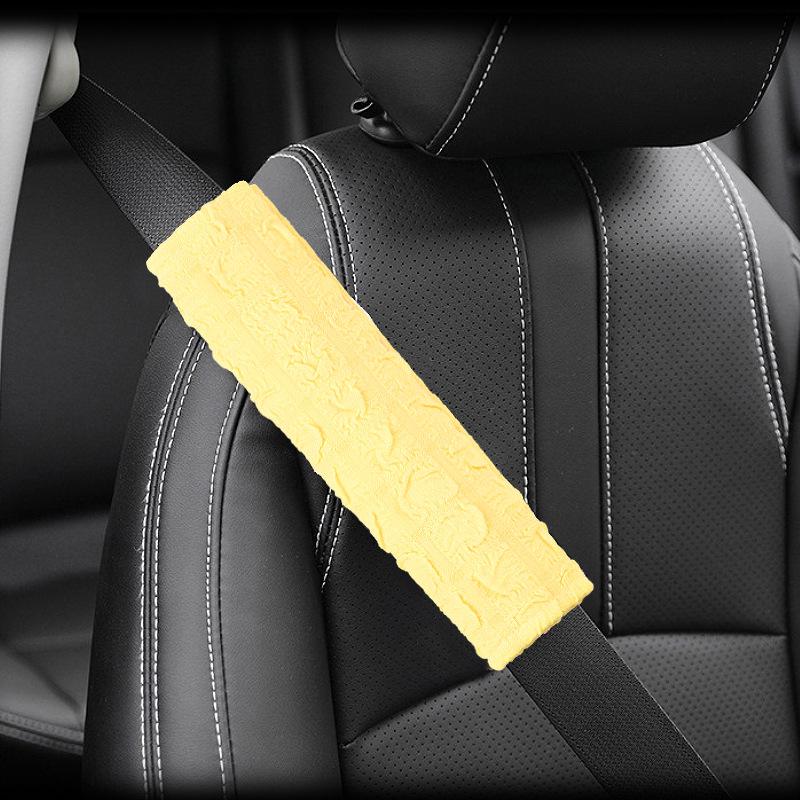 Puffy Grid Car Seat Belt Shoulder Pad - Anti-Choke Strap Protector, Stylish Interior Accessory