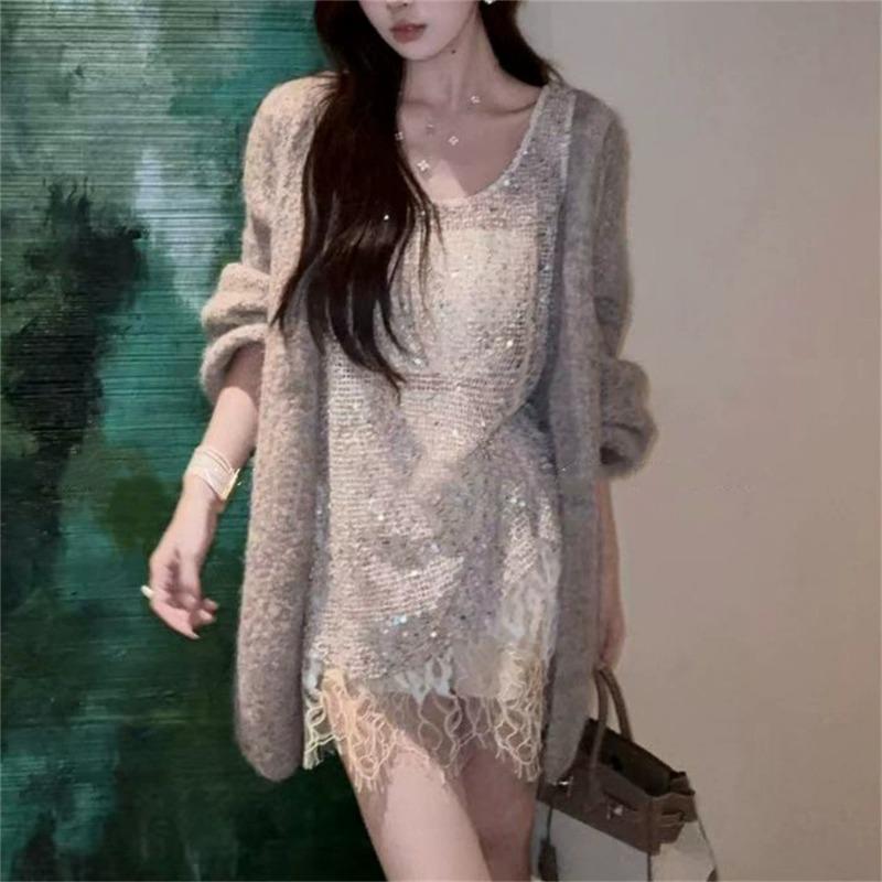 Autumn and Winter New Temperament Gentle Wind Sweater Jacket Women's Loose Meat Cover Soft Waxy Versatile Knitted Cardigan Top