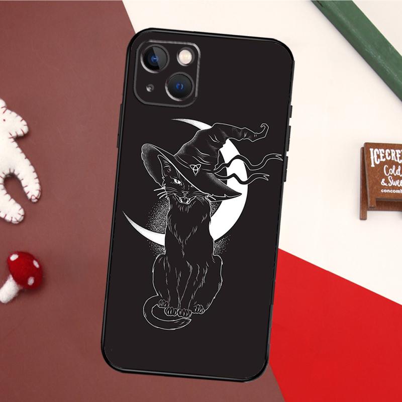 Witch Cat Case For iPhone 16 Pro Max 14 13 12 11 15 17 Pro Max mini 15 16 Plus 16e 17 Air Back Cover