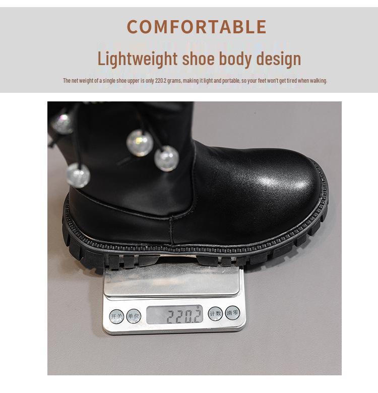 Girls' Bow Long Leather Boots - 2025 Autumn/Winter Stylish Princess Collection