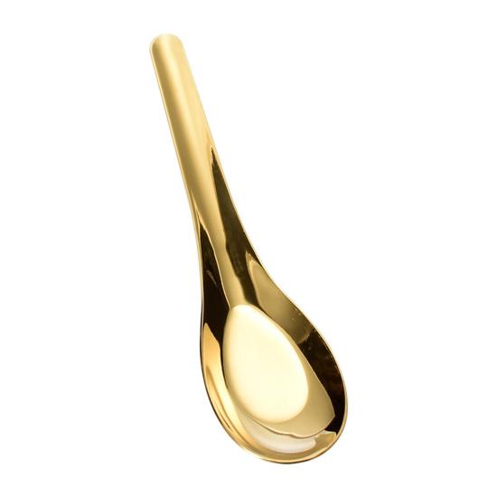 

Asian Soup Spoon Stainless Steel Dinner Spoon Mirror Polished Chinese Soup Spoon for Bouillon Dessert Cereal Ramen Noodles Wonton Pho Thai Miso S золотистый