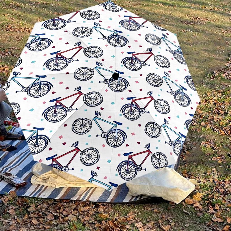 1PC Bicycle Pattern Automatic Open/Close Umbrella with Windproof, 8-Rib Sturdy Canopy, Durable Ribs, Fashionable Design1359A