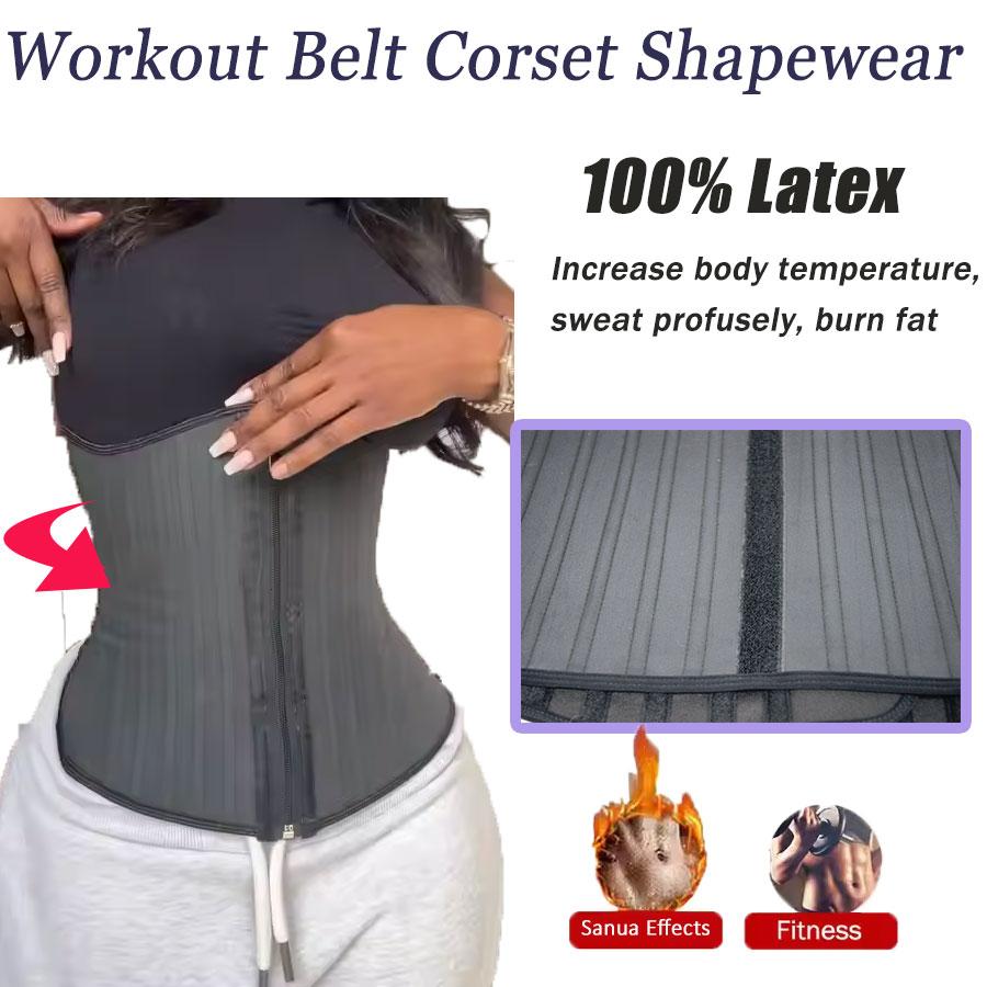 Fajas Colombianas Fajas para Mujer Entrenador de Cintura de Látex Espalda Corta Faja Deportiva Sauna Cinturón de Cintura Envoltura con 25 Varillas de Acero