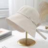 Women'S Bucket Hat Korean Style Solid Color With Bow Fisherman Cap Foldable Sunscreen Trendy Casual Simple Wide Brimmed