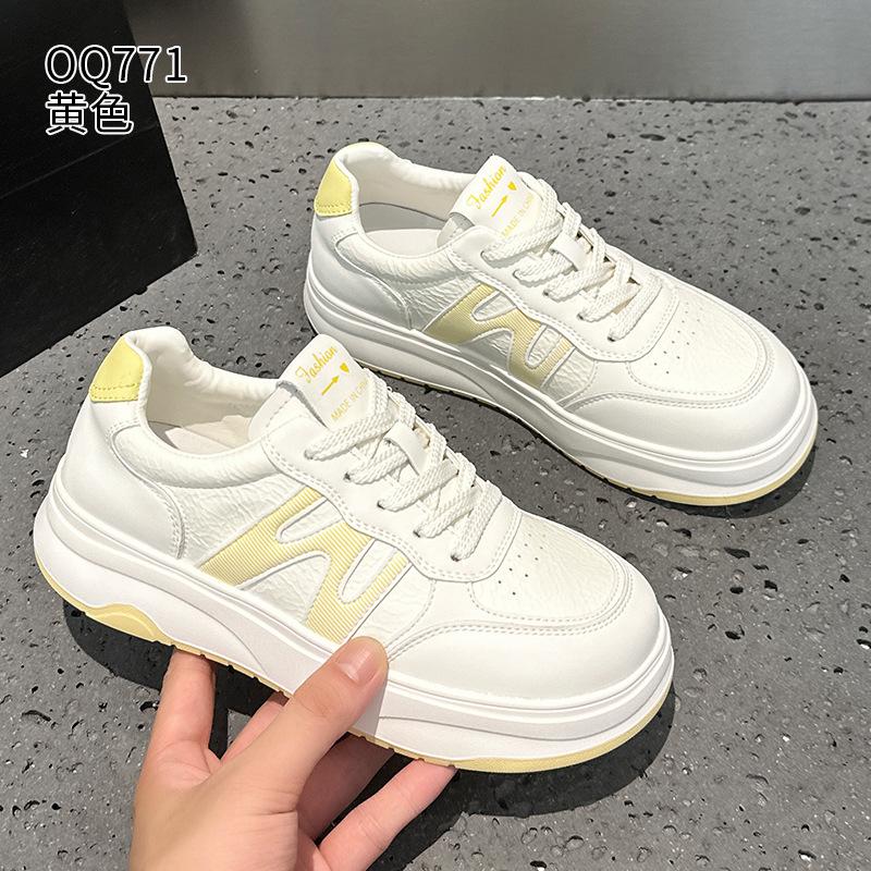 High-end autumn new thick-soled muffin breathable board shoes 34 жёлтый