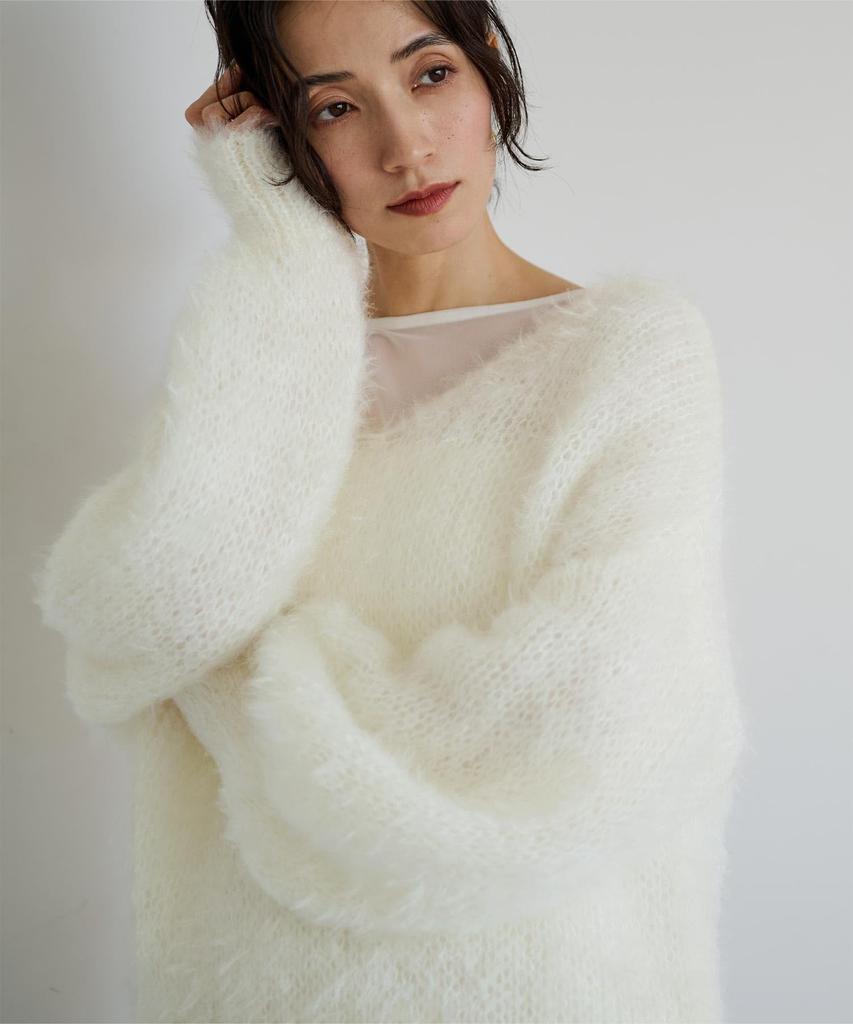 Yours Oversized Sheer Low Gauge Knit BEXT0247 Small White V-Neck Women's
