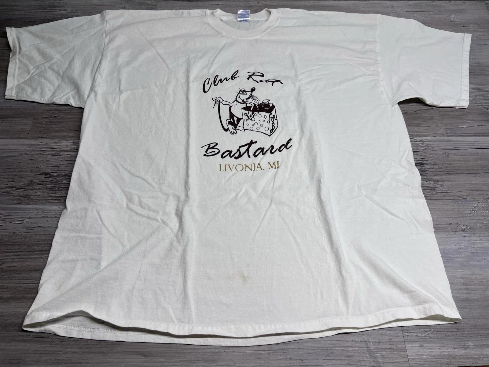 Vintage Y2K Funny Graphic Tee Club Rat Bastard Livonia Michigan Oversized Sz 4XL 2XL