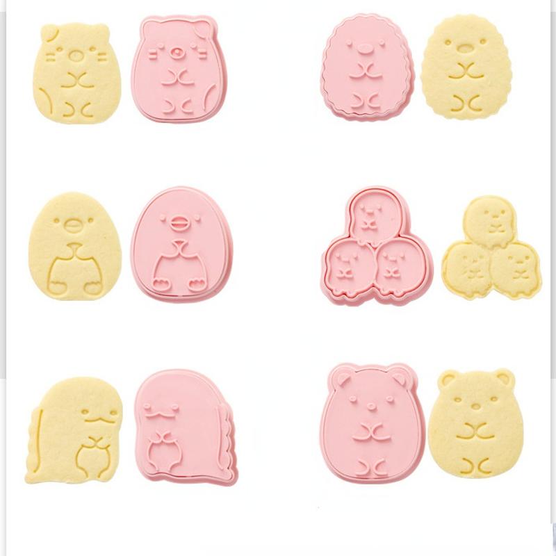 6шт / набор DIY мультяшное печенье плесень рождественское печенье резаки 3D мультфильм печенье штамп пластик форма для выпечки печенье украшение инструмент 6Pcs/Set