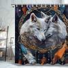 Exquisite Wolf Totem Shower Curtain - Mystical Wolf With Feathers, All-Season Design, Easy Install, Bathroom Accessories Set