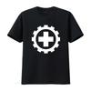 Industrial Gear Cross Logo T Shirt For Casual Vintage Washed Versatile Slightly Homme Soft Breathable Unisex Comfortable