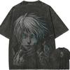 Gojo Satoru Šesť očí Tričko Jujutsu Kaisen Modrý žiarivý Tee Vintage Praná Oversized Retro Anime Streetwear Oblečenie