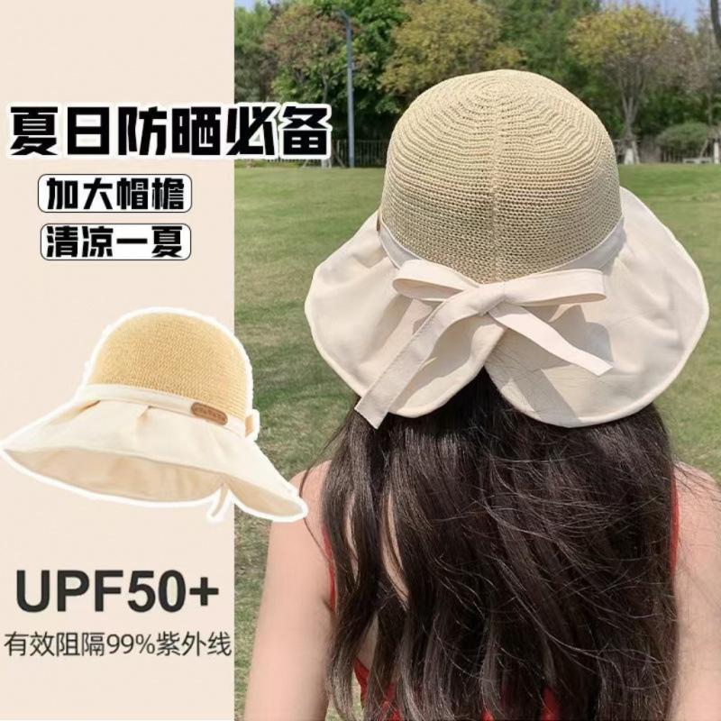 Sunshade Breathable Hat Women's Spring and Summer Outdoor Popular Sunscreen Versatile Sunshade Hat Basin Bow Fisherman's Hat