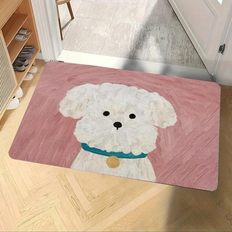 Cute Puppy Carpet AntiSlip Foot Rug Home Decoration Doormat Bedroom Living Room Entrance Door Mat Fashionable and Beautiful