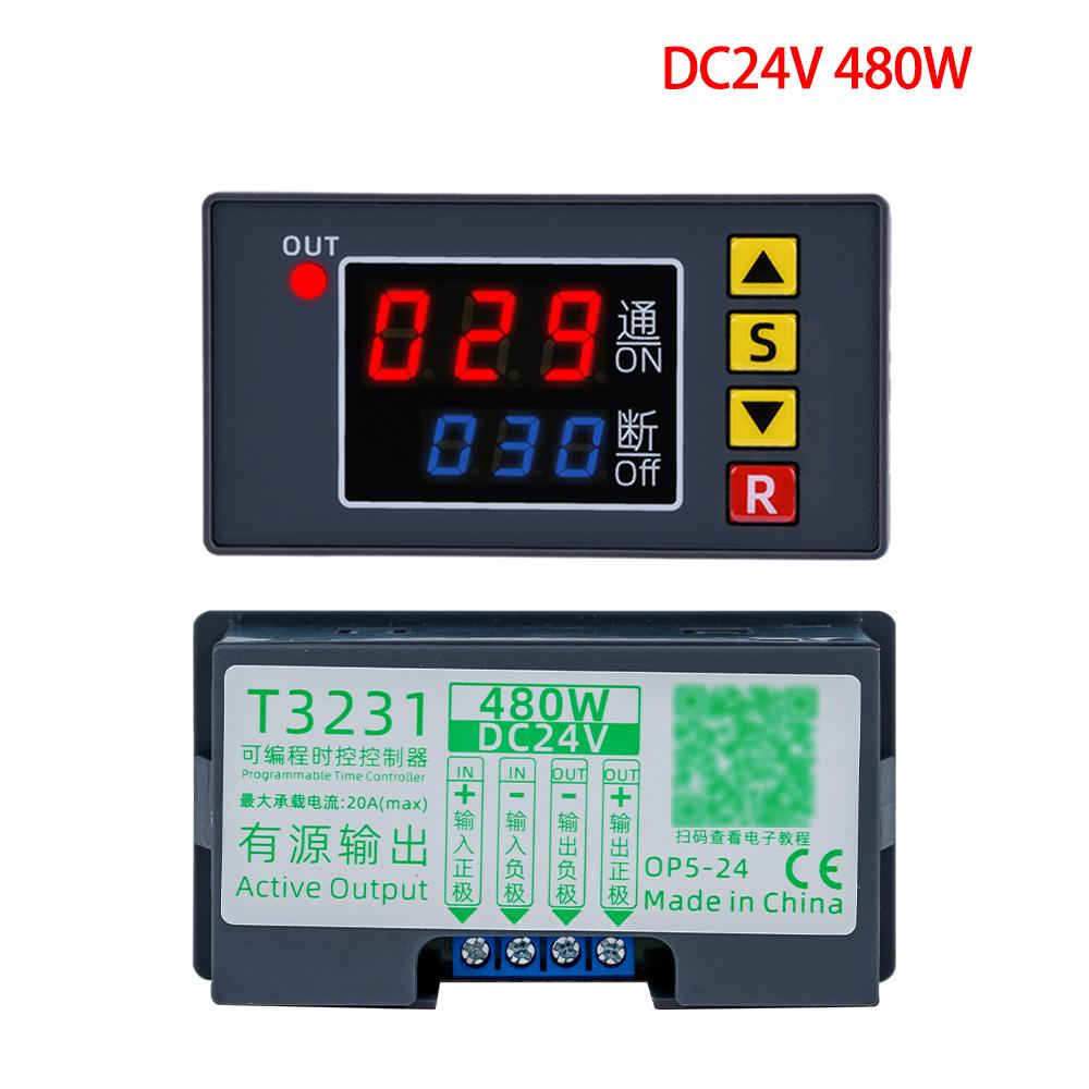 

T3231 Digital Cyclic Time Delay Relay AC110V-220V DC12V 24V LED Display time Relay Adjustable Programmable Timer Control Switch DC24V 480W