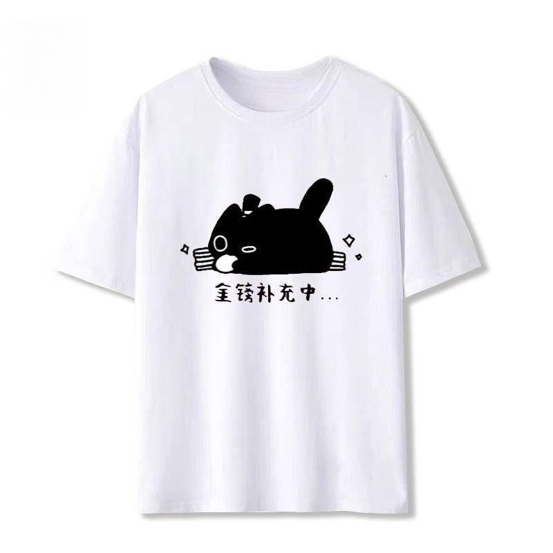 2025 Autumn and Winter New Fashion Pure Cotton Cute Cat Print T-shirt Comfortable Skin-friendly High-quality Versatile T-shirt