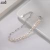 EFFIE QUEEN Vintage Natural Pearl Bead Bracelet for Women Minimalist 925 Sterling Silver Paperclip Chain Bracelet Jewelry GPB01