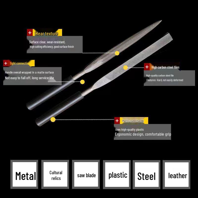 Mini Assorted Steel File Set: Triangular & Flat Files for Metal & Wood Grinding