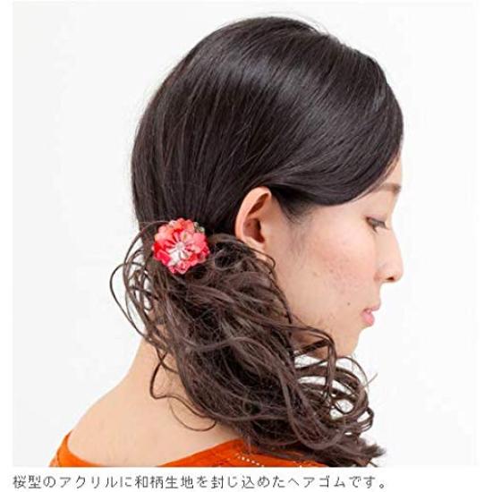 Noren Sakura Cabello Negro Accesorio para el Cabello Elástico con Cabello Decorativo Perfecto para Ceremonias de Entrada y Entrada Escolar Lazo de Estilo Japonés, Lazo,