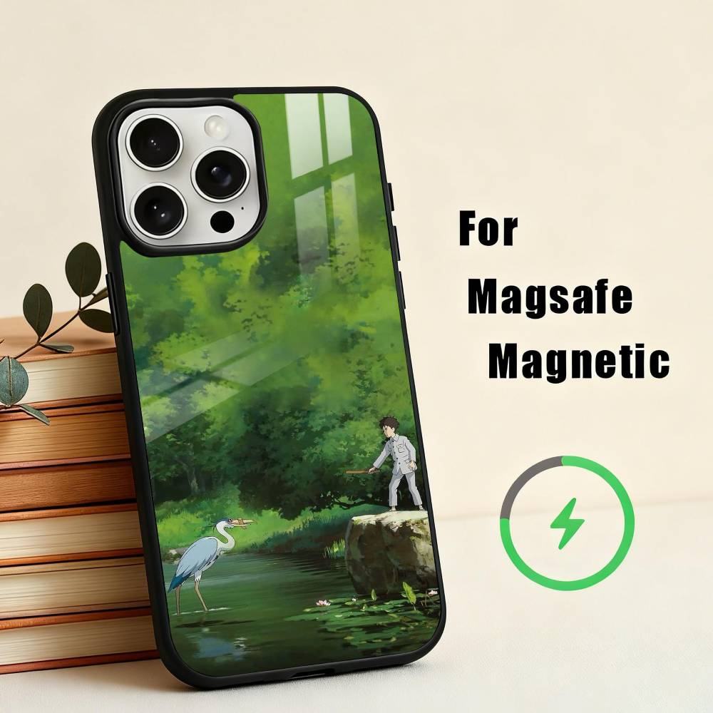 T-The Boy and the Heron Anime Phone Case For iPhone17,16,15,14,13,12,11 Plus,Pro Max Magnetic For Magsafe Wireless Charging