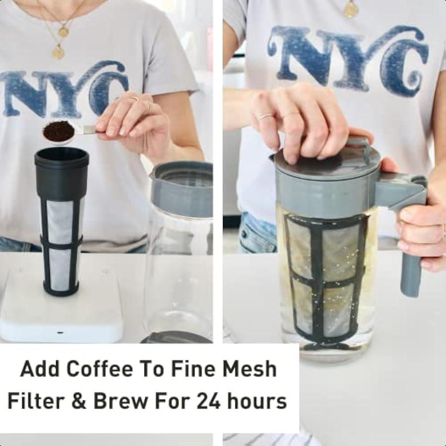 Patented Deluxe Cold Brew Coffee Maker 1 Qt Black