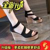 Wedge Heel Sandals Women's Summer 2025 New Suede Platform Women's Shoes Waterproof Platform Muffin Shoes Hollow Fish Mouth High Heels