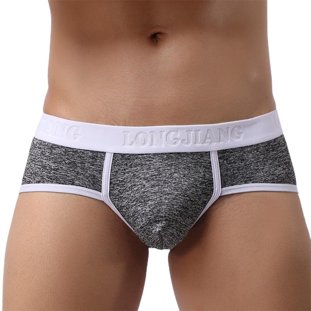 Longjiang Wide Waistband Men Soft Underwear Patchwork Briefs Ultra U Convex Mid Waist Panties For Inside Wear