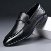 Leather men's shoes mesh breathable leather shoes men's classic casual small leather shoes one pedal lazy shoes men