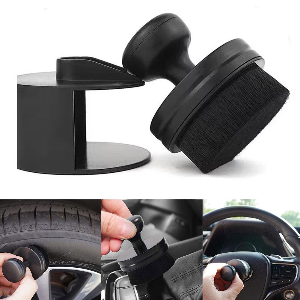 Car Tire Cleaning Brush Dust Remover Portable Auto Detail Brush with Cover High Density Soft Bristle for Car Accessorie