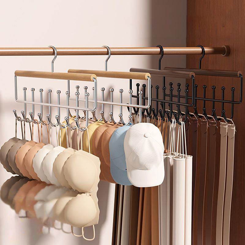 Multifunctional Rotatable Clothes Drying Rack Wooden Clothes Rack With Hook Underwear Vest Storage Clothes Drying Rack