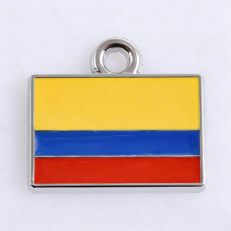5pcs/Lot Different Countries Flags Enamel Charms For Jewelry Making Supplies Rectangle Silver Color Pendants Handmade Materials
