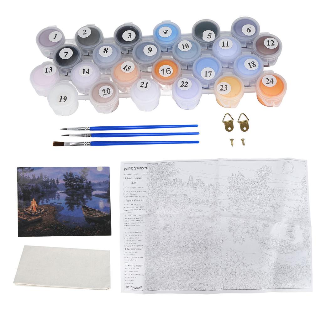 Paint By Numbers Moonlight Night Peaceful Lake Convenient Exquisite Number Painting for Kids Adults