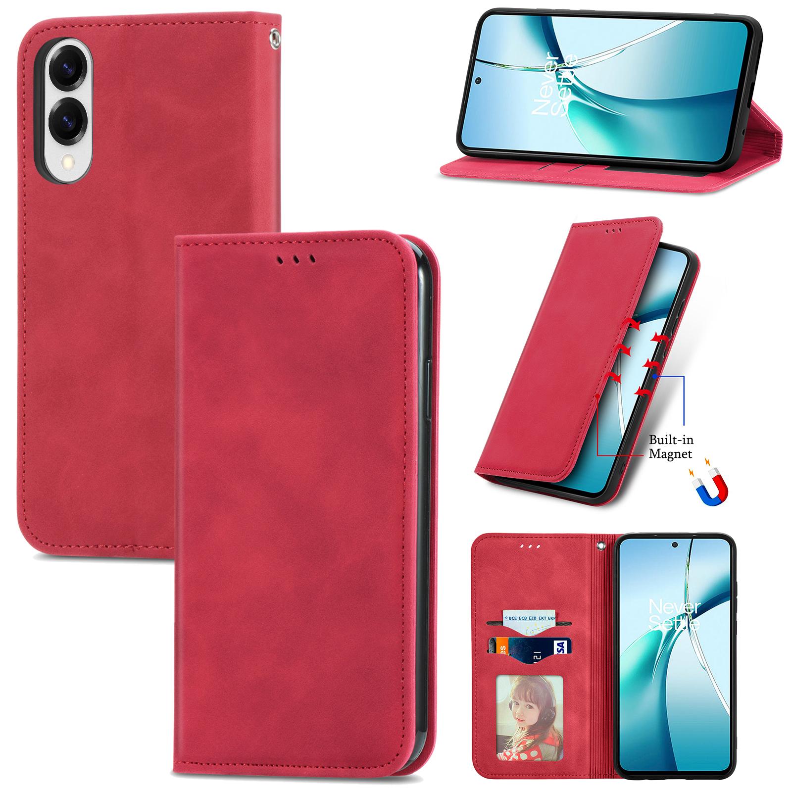 

For Samsung Galaxy S25 Edge Leather Case with Card Holder Magnetic Absorption Phone Cover E
