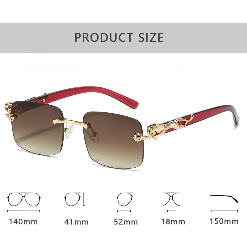Luxury Designer Sunglasses Men Women Leopard Print Rimless Vintage Elegant Shades Trendy Cute Fashion Glasses