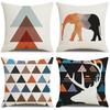 New Home Geometric Color Matching Cartoon Animal Modern Simple Hand-painted Linen Pillow Cushion Cover