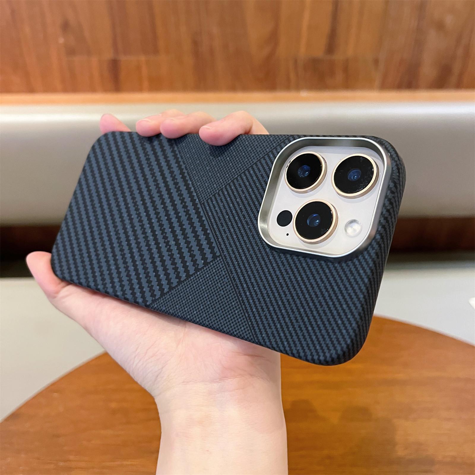 

Shockproof Carbon Fiber Magnetic Semi Wrap Phone Case for IPhone 16 15 14 13 Pro Max Durable Kevlar Protective Cover iPhone 16 Pro