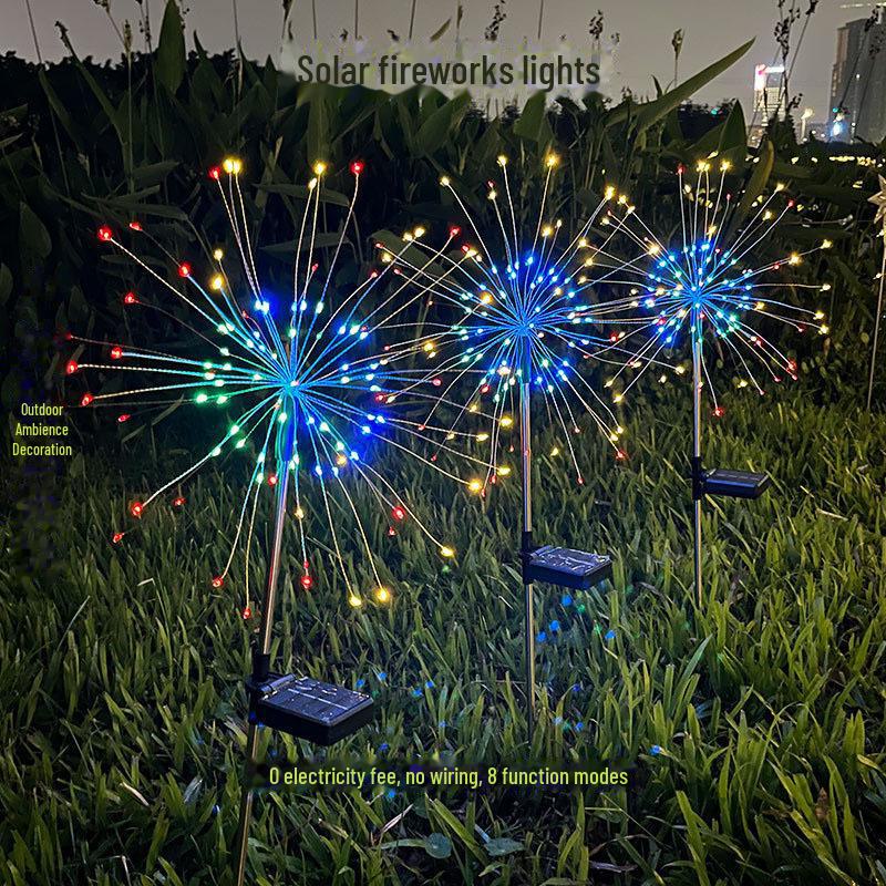 LED Solar Fireworks Garden Lights: Decorative Outdoor Atmosphere Lighting for Yard, Balcony, or Lawn.