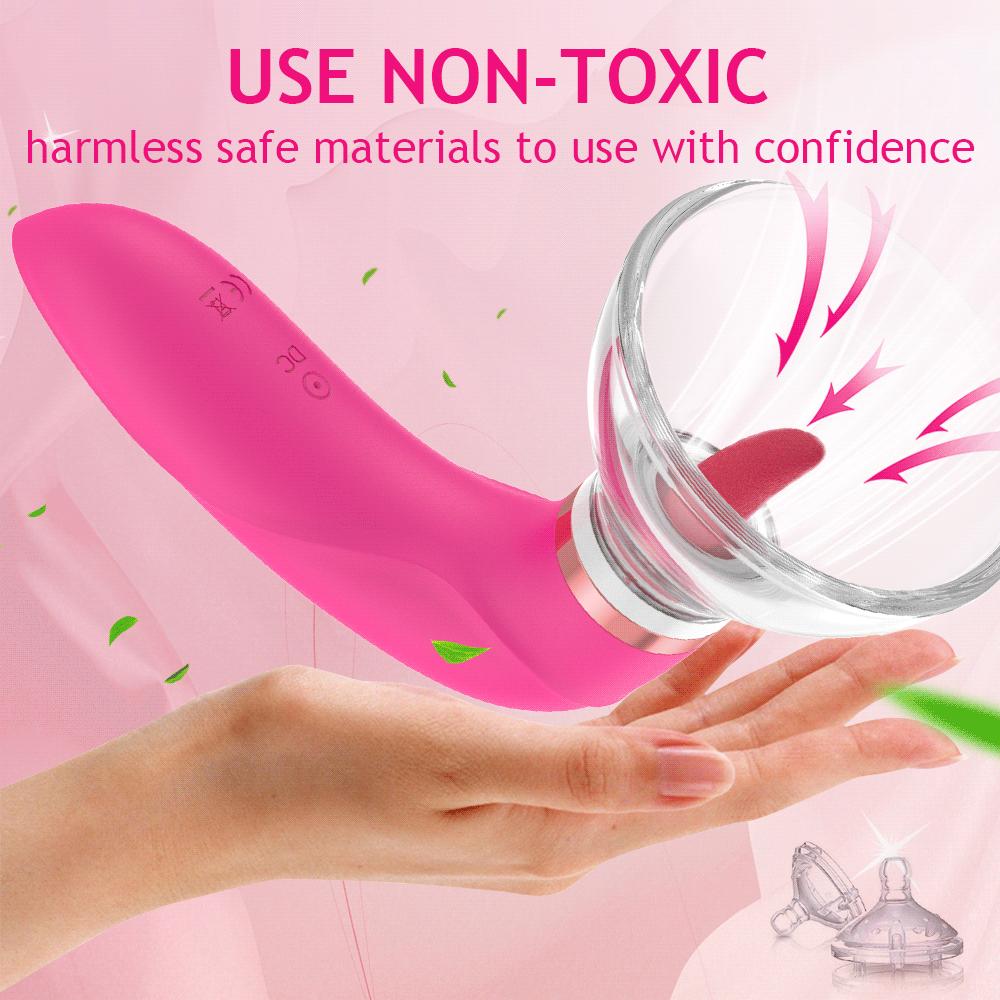 Tongue Licking Clitoris G Spot Vibrator Clitoral Sucker Nipple Stimulator For Women With 2 Sucking Cups Adult Sex Toys For Women