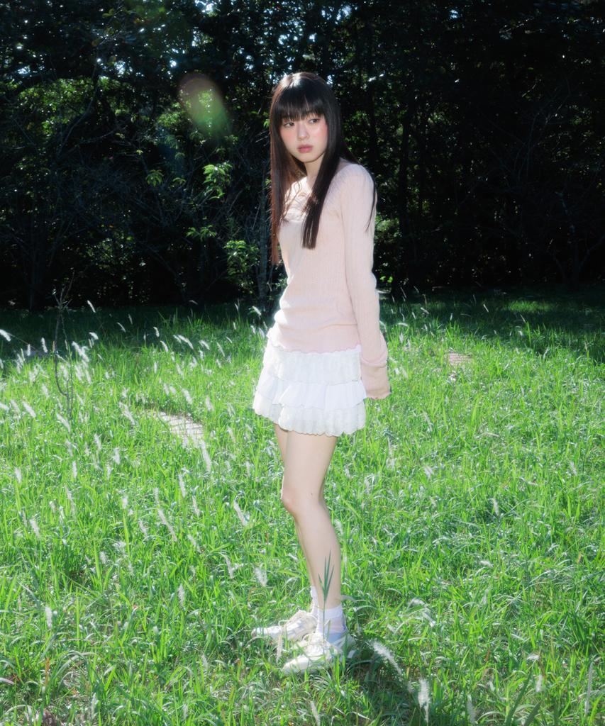 ROSEFRANTZ Lace Label V-Neck Long Sleeve [Pink]