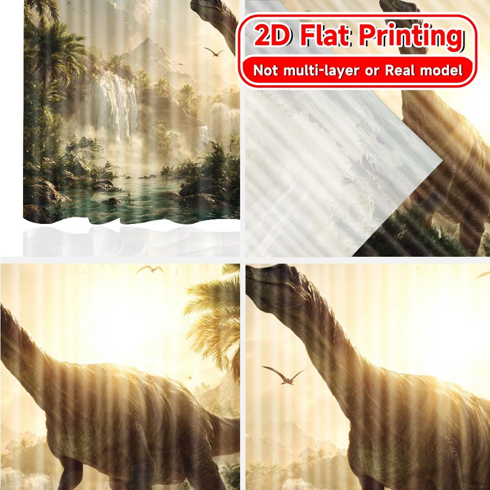 2D Flat Printing,2pcs Jurassic Vista Popular Curtains Digital Printed Semi-Sheer Curtains Holiday for Living Room, Bedroom,