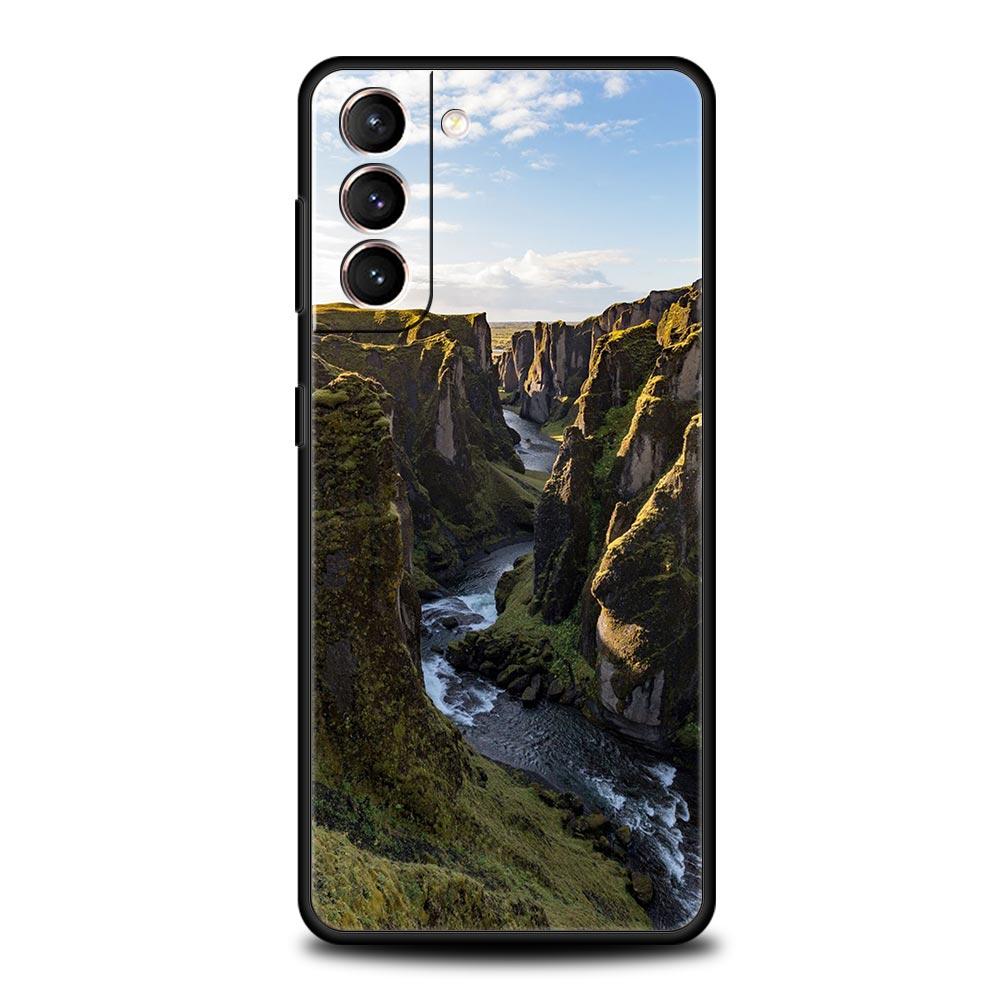 Pouzdro na telefon s motivem lesa, pláže a východu slunce, hor a přírody pro Samsung Galaxy S23 S22 S21 S20 FE Ultra 5G S10 S10E S9 S8 Plus 10 20 Cover