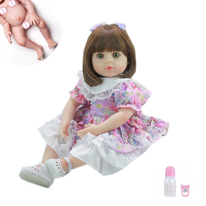 

48 см Полностью силиконовая реалистичная кукла реборн - Мягкая игрушка для ролевых игр, подарок Brown Eyes