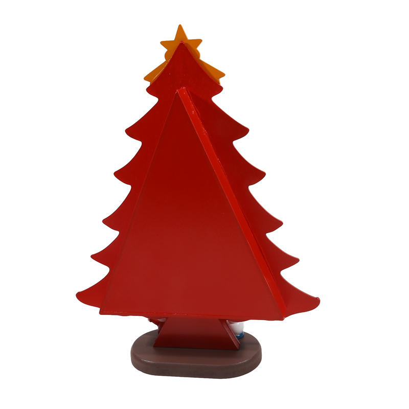 Vintage Wooden Christmas Tree Ornament Desktop Diy Mini Pine Tree with Mini Ornament for Xams Home Decor