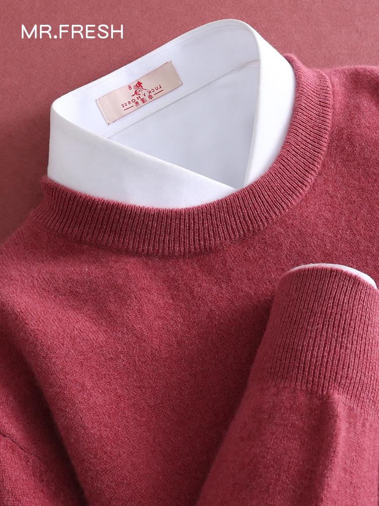 Men's Casual Autumn & Winter 100% Pure Wool V-Neck Loose Knit Sweater