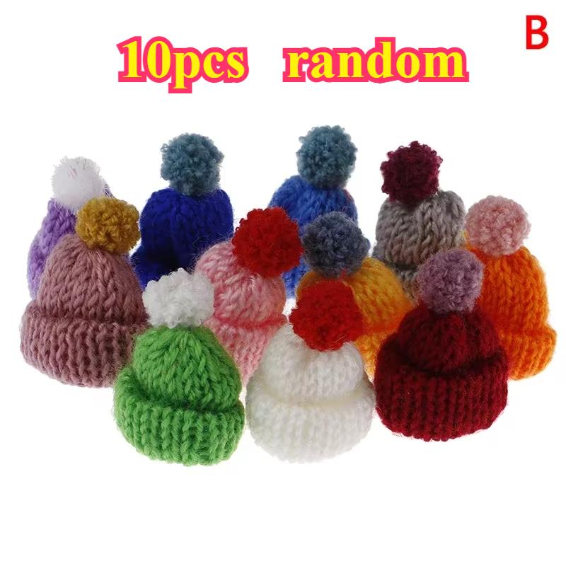 10Pcs 3.5CM Mixed Woolen Yarn Mini Headwear Cap Headwear Garment High Quality Premium Grade Figure Craft Materials