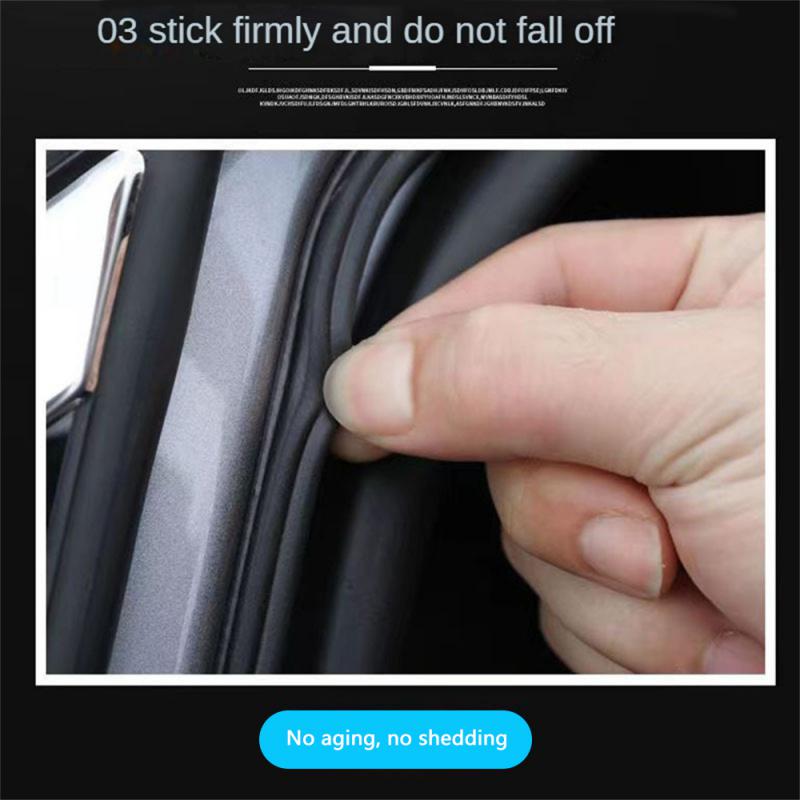 5M Car Door Edge Seal Strip Sticker B 8-hole Weatherstrip Rubber Seals Sound Insulation Sealing Strip Car Styling Protector