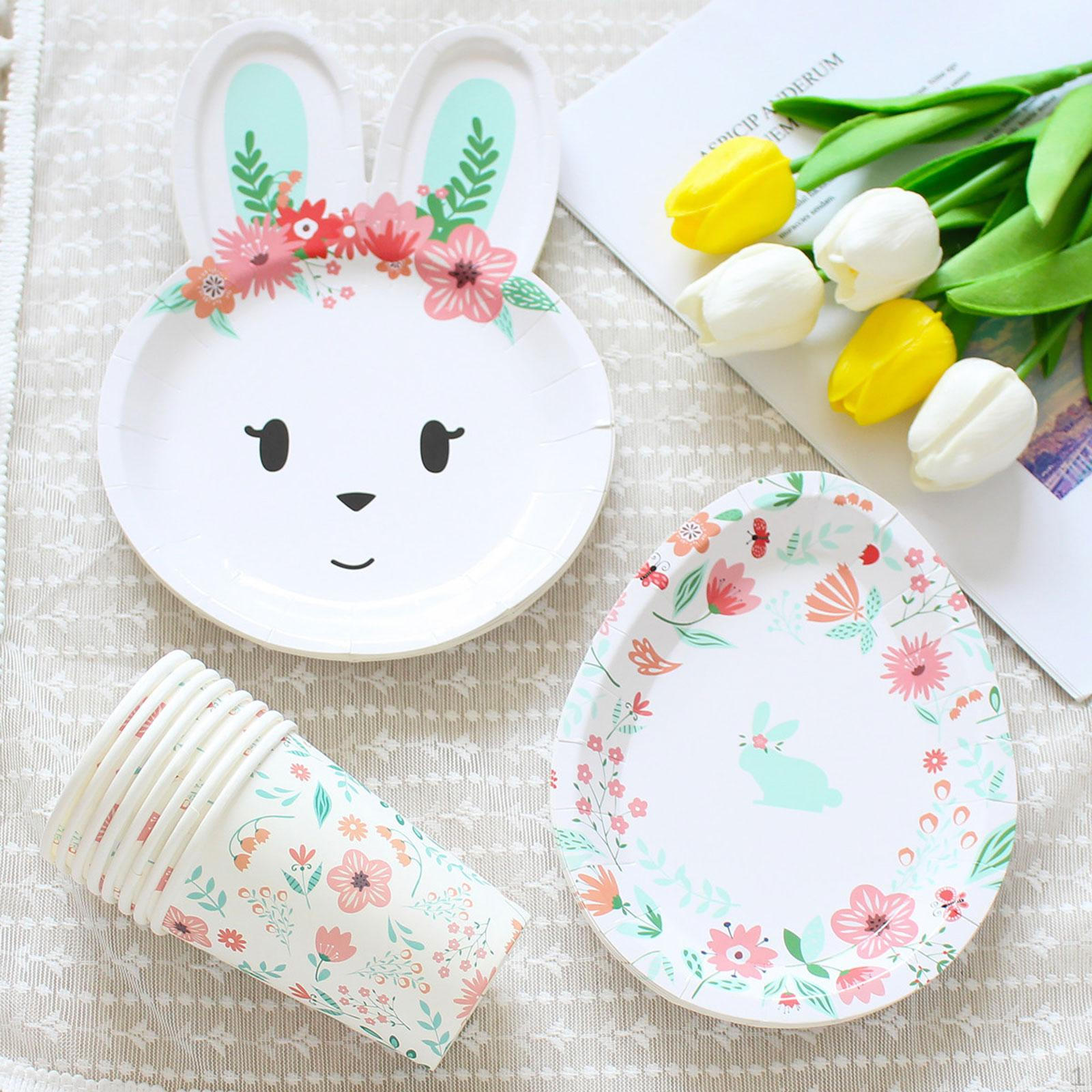 

24x Праздничный набор бумажных тарелок и стаканов Милый для фермерского дома, квартиры, фестивалей зелёный