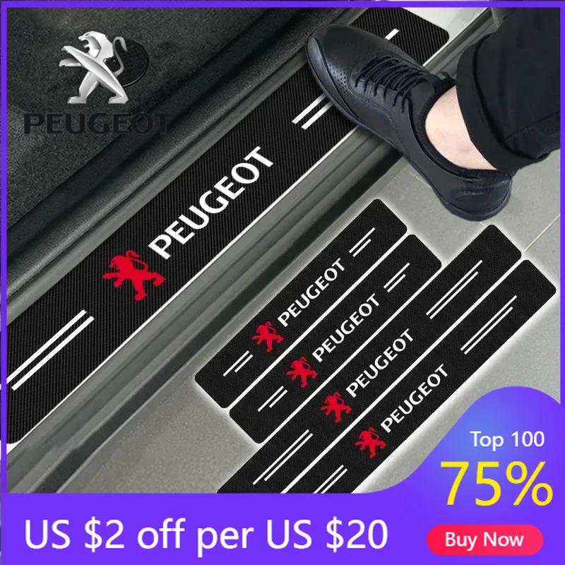2026 Hot Car Sticker Car Door Plate Carbon Fiber Threshold Protector Sticker Decals for Peugeot 206 307 308 3008 207 208 407 508