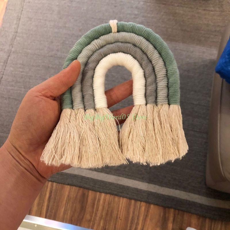 24TE Rainbow Macrame Wall Hanging for Kids Room and Home Decor Wedding Vase Ornament