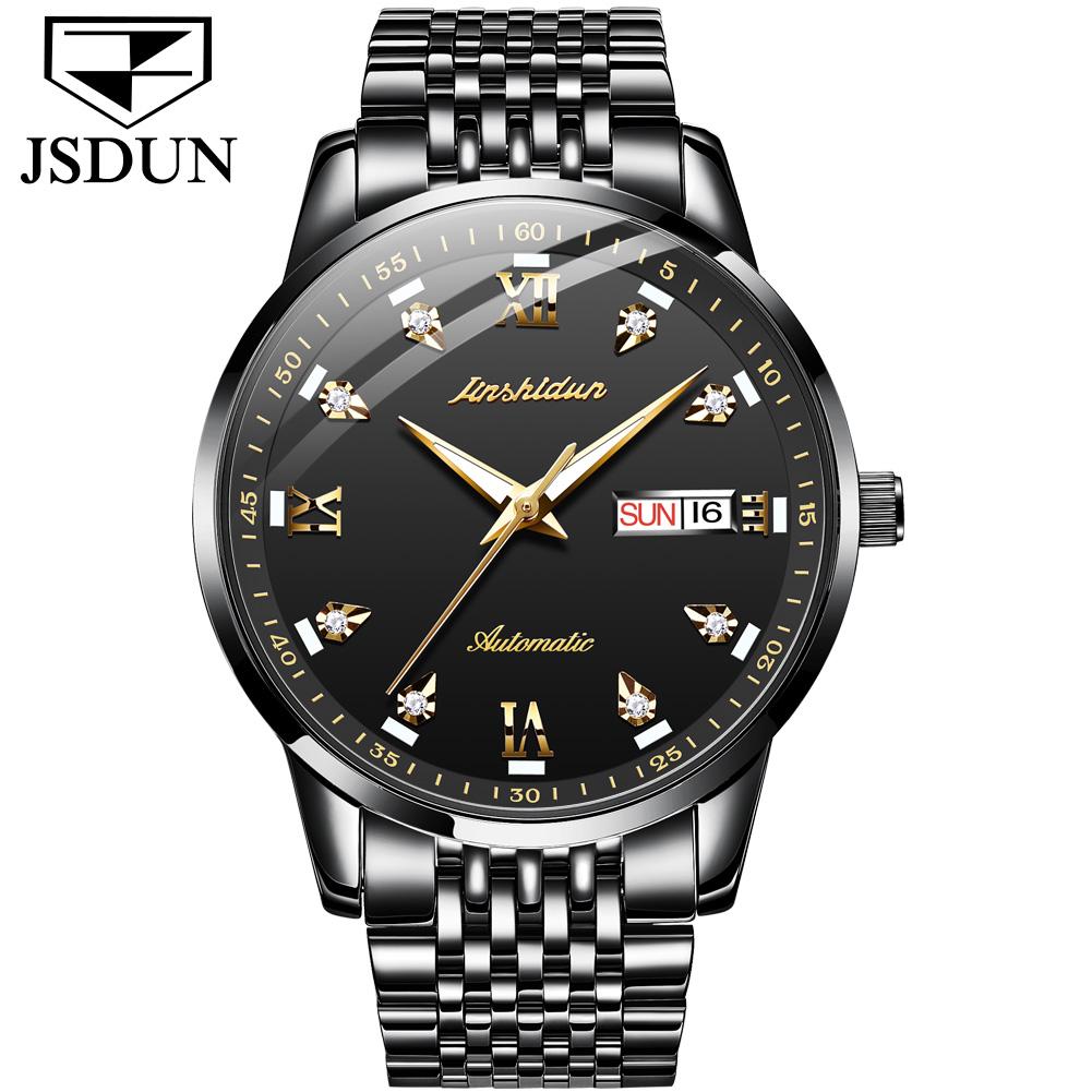 JIN SHI DUN Новые автоматические механические часы с бриллиантами Мужские часы Мужские часы