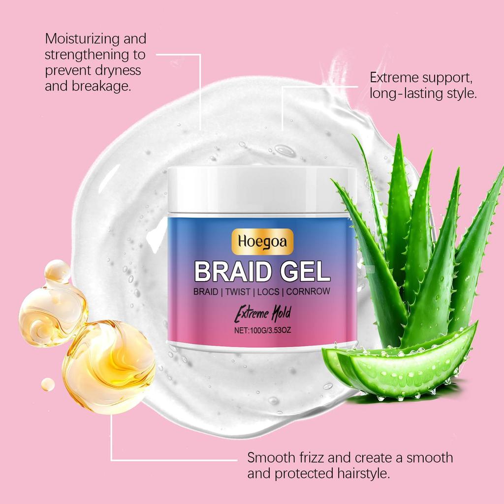 Edge Control Braid Styling Gel Control Frizz and Edges Gel Smooth Hair Wax Frizzy Hair Edge Styling Gel 100g
